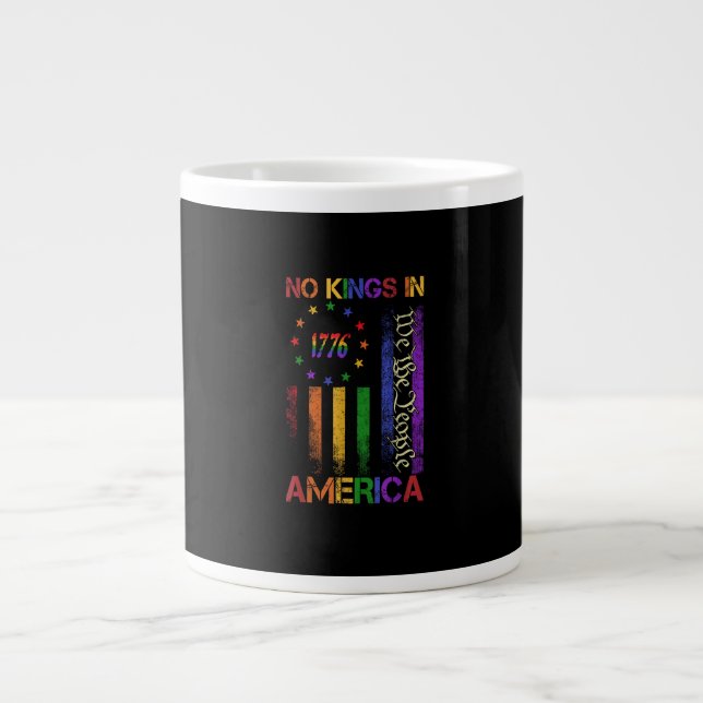 Patriotic Protest No Kings In America Large Coffee Mug (Front)