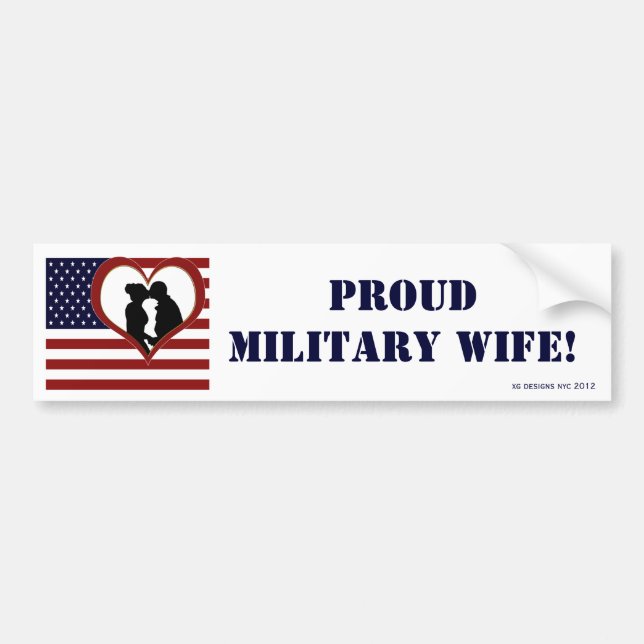Patriotic Proud Military Wife Bumper Sticker (Front)