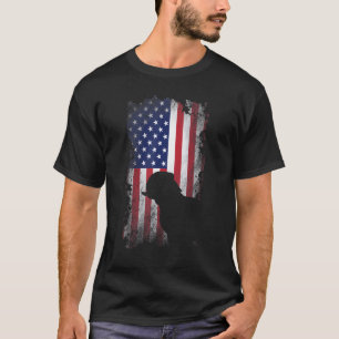 Patriotic Pug American Flag Cool Dog   T-Shirt