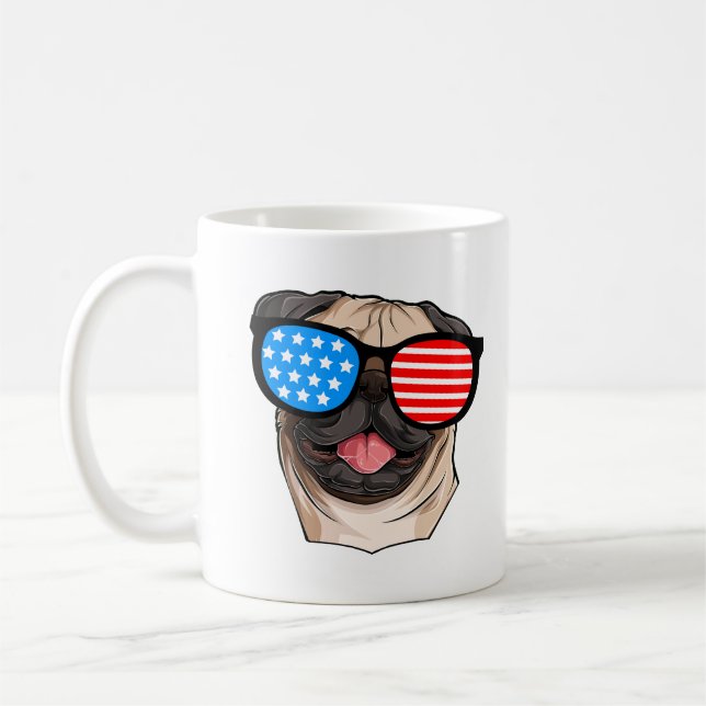 Patriotic Pug Coffee Mug (Left)