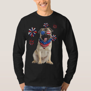 Patriotic Pug Dog American Usa Flag 4th Of July T-Shirt