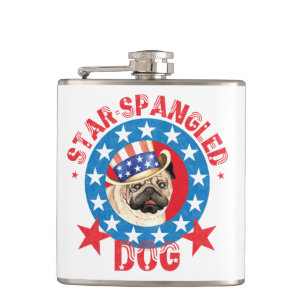 Patriotic Pug Hip Flask
