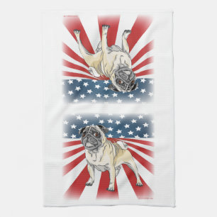 Patriotic Pug Kitchen Towel