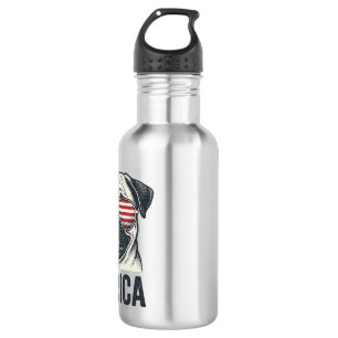 Patriotic Pug Merica Vintage Engraving Shirt Desig 532 Ml Water Bottle