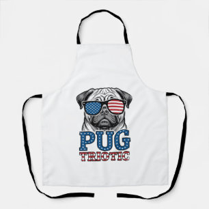 Patriotic Pug Vintage Engraving Shirt Design_1 Apron