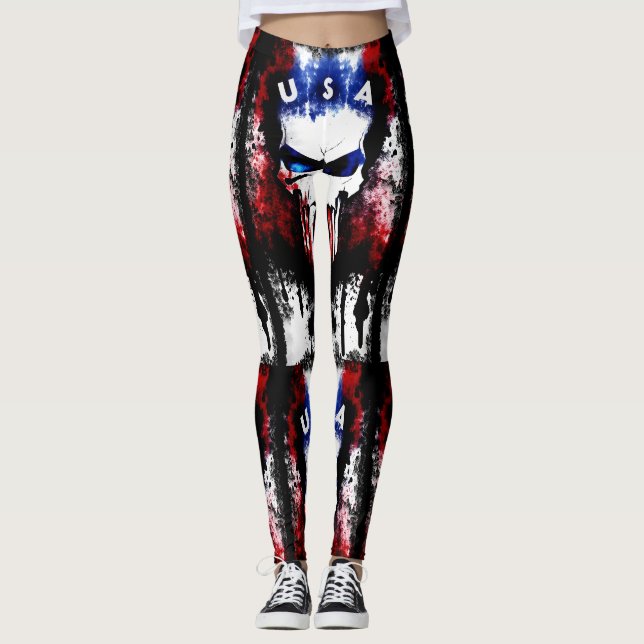 Patriotic Punisher (USA) Leggings (Front)