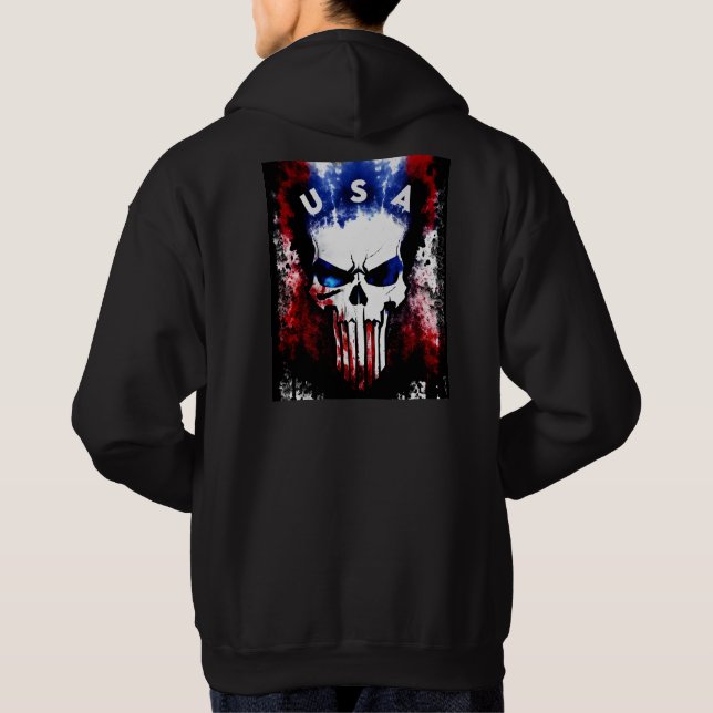 Patriotic Punisher (USA) Men's Hoodie (Back)