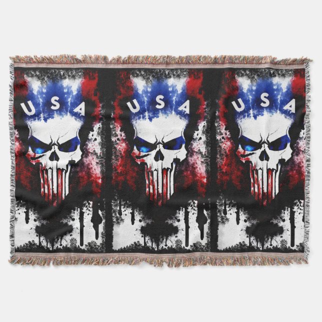 Patriotic Punisher (USA)  Throw Blanket (Front)