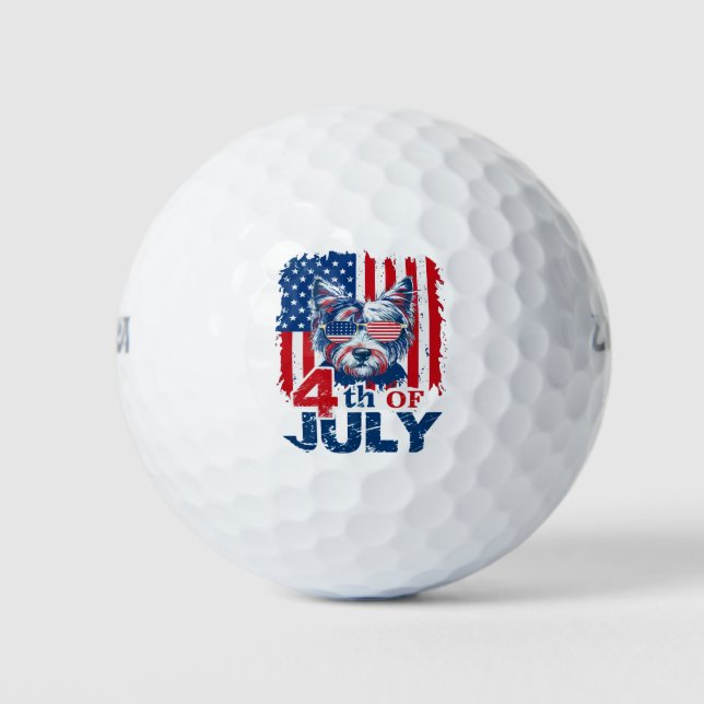 Patriotic Pup Celebrate 4th July Independence Day  Golf Balls (Front)