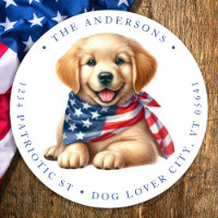 Patriotic Puppy 4th Of July Dog Return Address