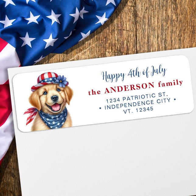 Patriotic Puppy 4th Of July Return Address (Creator Uploaded)
