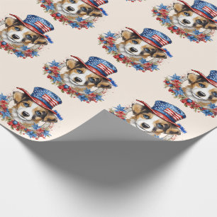 Patriotic Puppy 4th of July USA Independence Day Wrapping Paper