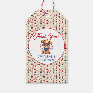 Patriotic Puppy Firecracker Birthday Gift Tags