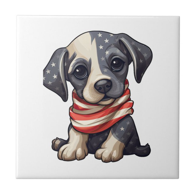 Patriotic Puppy - Style 11 Tile (Front)