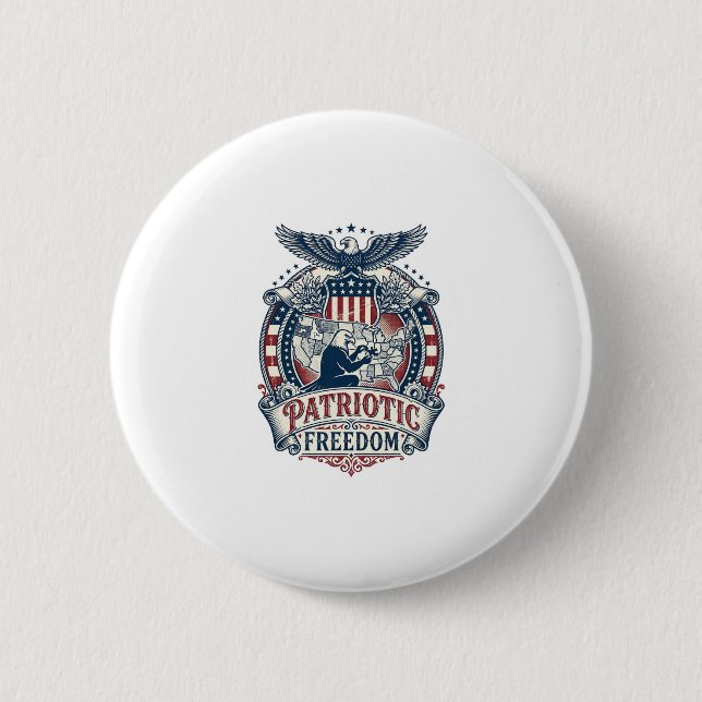 Patriotic Puzzle Lover Vector Graphic Tee 2 Inch Round Button (Front)