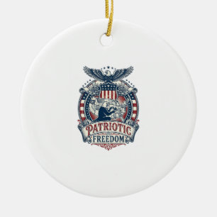 Patriotic Puzzle Lover Vector Graphic Tee Ceramic Ornament