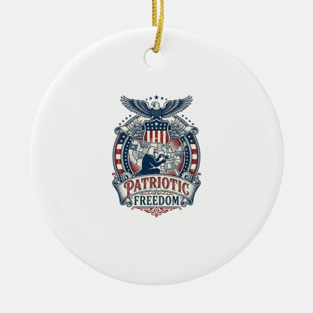 Patriotic Puzzle Lover Vector Graphic Tee Ceramic Ornament (Front)