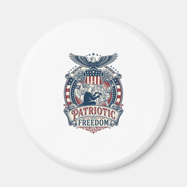 Patriotic Puzzle Lover Vector Graphic Tee Magnet (Front)