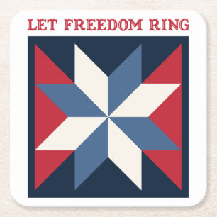 Patriotic Quilt Square Square Paper Coaster