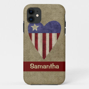 Patriotic quilted heart customizable iphone 5 case