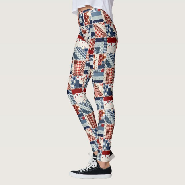 Patriotic Quiltted Look Leggings (Left)