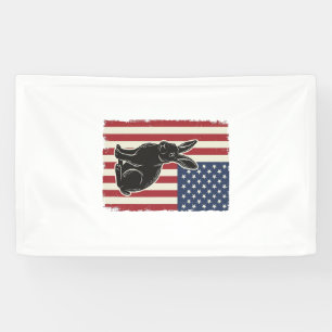 Patriotic Rabbit American Flag Vintage Engraving S Banner