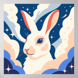 Patriotic Rabbit with American Flag Design Poster