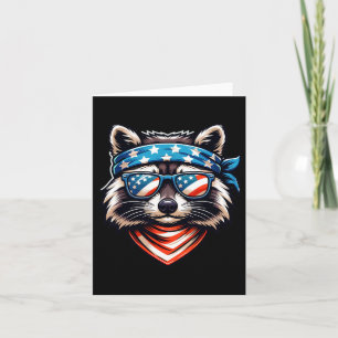 Patriotic Raccoon 4th Of July American Flag Trash  Card