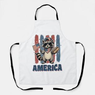 Patriotic Raccoon America Vintage Shirt Design_1 Apron