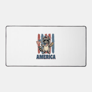 Patriotic Raccoon America Vintage Shirt Design_1 Desk Mat