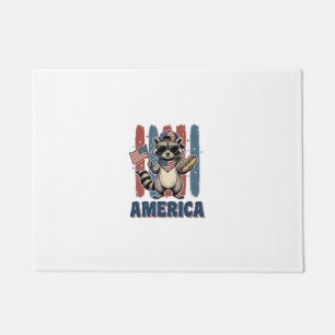 Patriotic Raccoon America Vintage Shirt Design_1 Doormat