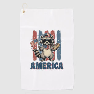 Patriotic Raccoon America Vintage Shirt Design_1 Golf Towel