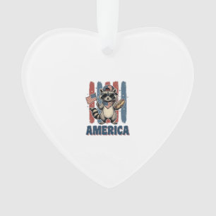 Patriotic Raccoon America Vintage Shirt Design_1 Ornament