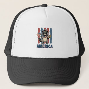 Patriotic Raccoon America Vintage Shirt Design_1 Trucker Hat