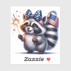 Patriotic Raccoon back to school Stickers