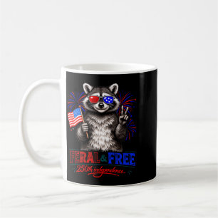 Patriotic Raccoon Feral And Free 250th Coffee Mug