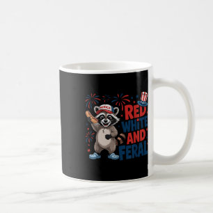 Patriotic Raccoon Merica Usa 4th Of July Red White Coffee Mug