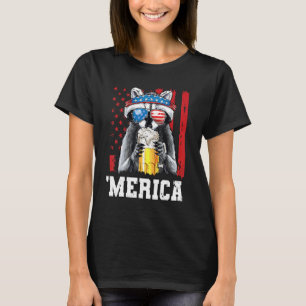 Patriotic Raccoon Merica Usa Flag Drinking Team 4t T-Shirt