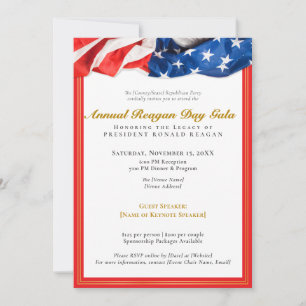 Patriotic Reagan Day Gala Fundraiser Republican Invitation
