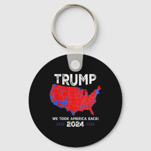Patriotic Red And Blue Map, Donald Trump, We Won 2 Keychain