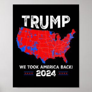 Patriotic Red And Blue Map Funny Trump Fan  Poster