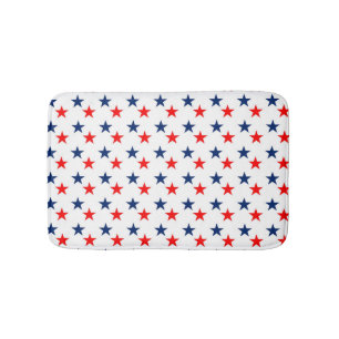 Patriotic Red and Blue Stars Bath Mat