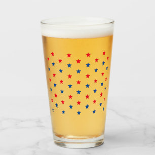 Patriotic red and blue stars pattern fun cute glass