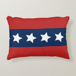 Patriotic Red and Blue Stripes with Stars Accent Pillow