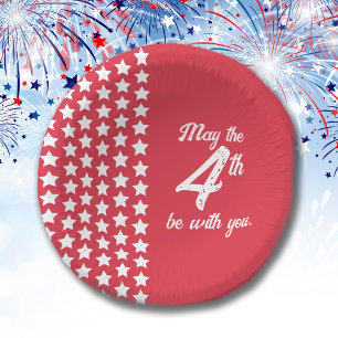 Patriotic Red and White Paper Bowl Plate