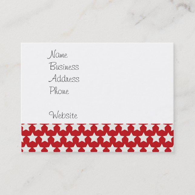 Patriotic Red and White Stars Pattern 4th of July Business Card (Front)