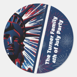 Patriotic Red Blue Statue of Liberty 4th of July Classic Round Sticker