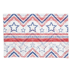 Patriotic red blue tribal, American symbols. Pillowcase