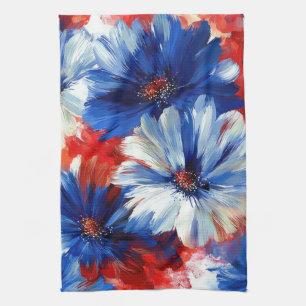 Patriotic Red Blue White Floral (6) Kitchen Towel