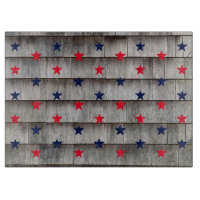Patriotic red navy blue stars rustic shingles